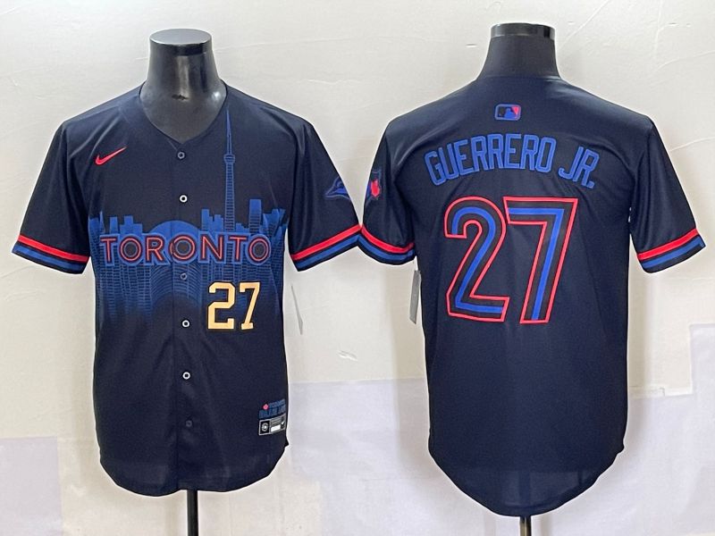 Men 2025 Toronto Blue Jays #27 Guerrero jr Black Joint Name Nike MLB Jersey style 5